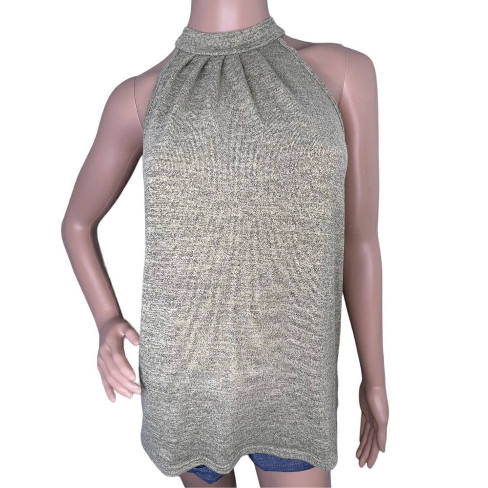 SHEIN Green Sleeveless High Neck Professional Blouse